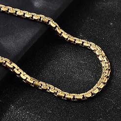 Золотой 201 ожерелья из нержавеющей стали с цепочкой-коробкой для мужчин, золотые, 17.72 дюйм (45 см), 4 мм