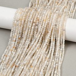 White Moonstone Натуральный белый лунный камень бисер пряди, граненые, кубические, 3.5x3.5x3.5 мм, отверстие : 0.7 мм, около 127~129 шт / нитка, 14.96~15.04'' (38~38.2 см)