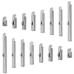 Нержавеющая Сталь Цвет 304 ползун нержавеющий на концевых зажимных трубках, торцевые крышки слайдера, цвет нержавеющей стали, 6x6~40x4 мм, отверстие : 3x1.5 мм, внутренний диаметр: 3 мм, 112 шт / комплект