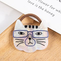 Синий Симпатичные пластиковые резинки для волос в форме кошки из ПВХ, Резинки для волос, Держатель конского хвоста, синие, 38x40 мм