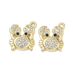 Краб Сплава кристалла горный хрусталь подвески, подвески на тему океана, золотые, краб, 19.5x16.5x3 мм, отверстие : 1.8 мм