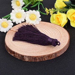 Индиго Нейлон кисточкой большие украшения кулон, индиговые, 70~74x11 мм, отверстие : 4 мм