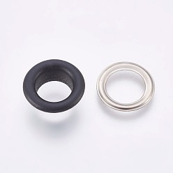 Black Iron Grommet Eyelet Findings, for Bag Making, Flat Round, Platinum, Black, 16.3x5mm, Inner Diameter: 10mm