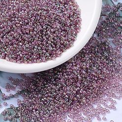 (RR256) Transparent Smoky Amethyst AB MIYUKI Round Rocailles Beads, Japanese Seed Beads, (RR256) Transparent Smoky Amethyst AB, 11/0, 2x1.3mm, Hole: 0.8mm, about 1100pcs/bottle, 10g/bottle