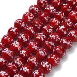 Красный Бусы лэмпворк ручной работы, круглые, красные, 10 мм, отверстие : 2.8 мм, около 40 шт / нитка, 13.19'' (33.5 см)