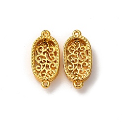 Настоящее золото 18K Овальные латунные коннекторы с кабошонами, долговечный, стойки покрытие, без свинца и без кадмия, реальный 18 k позолоченный, 21x9.5x3.5 мм, отверстие : 1 мм, внутренний диаметр: 13x7 мм