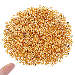 Золотой 1000 шт. латунные обжимные бусины, колонка, золотые, 3x2 мм, отверстие : 2 мм, 1000 шт / комплект