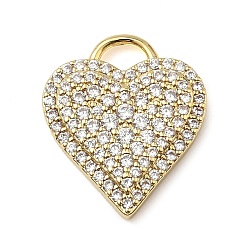 Прозрачный Латунные микро проложить кубического циркония подвески, сердце прелести, стойки покрытие, долговечный, без кадмия и без свинца, прозрачные, 19x16.5x3 мм, отверстие : 2.5 мм