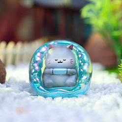Cat Shape Украшения для выставки животных из смолы, украшения для дома и офиса в машине, Небесно-голубой, форма кошки, 44x45x35 мм