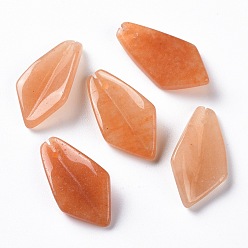 Red Aventurine Natural Red Aventurine Pendants, Rhombus, 21x11x4mm, Hole: 0.8mm