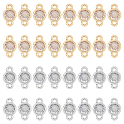 (52) Непрозрачная лаванда 32 шт. 2 цвета экологически чистые стойка покрытие латунь паве прозрачный кубический цирконий соединительные подвески, долговечный, плоско-круглые, разноцветные, 6x10.5~11x3 мм, отверстие : 1.2 мм, 16 шт / цвет