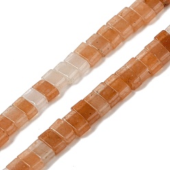 Красный Авантюрин Натуральный красный авантюрин бисер нитей, 2-луночное, прямоугольные, 2.5~3x5x2.5 мм, отверстие : 0.8 мм, около 138~140 шт / нитка, 15.28''~15.31'' (38.8~38.9 см)