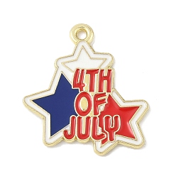 Звезда Эмалевые подвески из сплава в честь Дня независимости, золотые, слово 4июля, звезда, 23.5x21x1 мм, отверстие : 1.5 мм