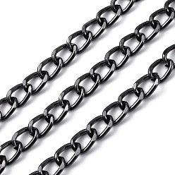 Черный Цвет Металла Оксидированные алюминиевые кубинские звенья цепи, с катушкой, несварные, металлический черный , 11.5x8x1.7 мм, около 131.23 футов (40 м) / рулон