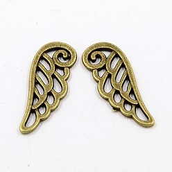 Античная Бронза Сплавочные подвески тибетского стиля, без свинца и без кадмия, крыло, античная бронза, 24x9.5x1.5 мм, отверстие : 1.5 мм
