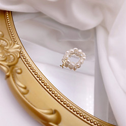 Letter Y Перстни из натурального пресноводного жемчуга, с подвеской в виде буквы из сплава золотистого тона, Письмо Y, внутренний диаметр: 16 мм