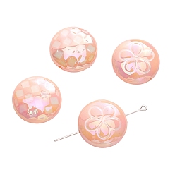 Оранжевый 2шт. УФ-покрытия акриловые бусины, плоский круглый с цветком и квадратный, оранжевые, 25x2 мм