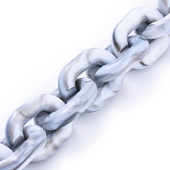WhiteSmoke Transparent Acrylic Handmade Cable Chain, Oval, WhiteSmoke, 23.5x18x5mm, about 39.37 inch(1m)/strand