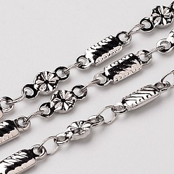 Нержавеющая Сталь Цвет Устойчивы к потускнению 304 цепи из нержавеющей стали, декоративные цепи, пайки, с прямоугольника и плоскую круглым разъемом, цвет нержавеющей стали, 3.5x1.5 мм