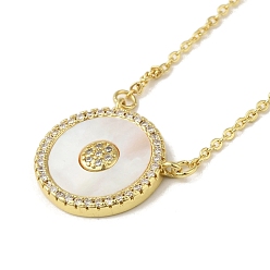 Плоский Круглый Ожерелья с подвесками из латуни с прозрачным кубическим цирконием и микропаве, с оболочкой, кабель ожерелья цепи, реальный 18 k позолоченный, плоско-круглые, 16.77 дюйм (426 мм)