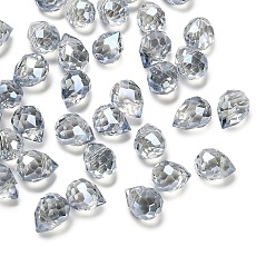 Светло-серый Прозрачные стеклянные амулеты, слеза, граненые, с покрытием AB цвета, светло-серый, 10x7.5 мм, отверстие : 1.2 мм