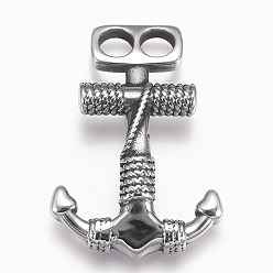 Античное Серебро 304 из нержавеющей стали застежками крюк, для изготовления кожаных браслетов, якорь, античное серебро, 39x27x5 мм, отверстие : 5 мм