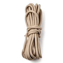 Tan Nylon Braided Cord, Round, for Shoelace Making, DIY Clothes Sewing, Tan, 5mm, about 5.47 Yards(5m)/pc