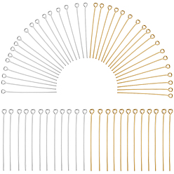 Золотой & Серебряный 600 шт. 2 цвета латунный штифт с проушиной, без кадмия и без свинца, золотой и серебряный, 21 датчик, 40x0.7 мм, отверстие : 2 мм, 300 шт / цвет