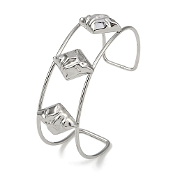 Rhombus Не тускнеет 304 браслеты-манжеты из нержавеющей стали с широкой текстурой, ромб, 2-1/2~2-3/4 дюйм (6.5~7 см) x 1-7/8 дюйм (4.7 см)