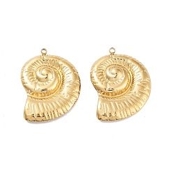 Настоящее золото 18K Ионное покрытие (ip) 304 подвески из нержавеющей стали, подвески в форме спиральной ракушки, реальный 18 k позолоченный, 30x21x3.5 мм, отверстие : 1.4 мм