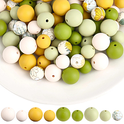 Mixed Color 100Pcs Silicone Beads, Mixed Shapes, Focal Beads, Mixed Color, 11.5~15mm, Hole: 2mm
