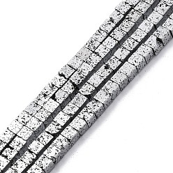 с Платиновым Покрытием Гальванические бусины из натуральной лавы, кубические, с покрытием платиным, 3x3x3 мм, отверстие : 1~1.2 мм, около 133 шт / нитка, 16.14'' (41 см)