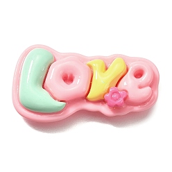 Слово Непрозрачные кабошоны из смолы, слово, розовые, любить, 20x36x6 мм