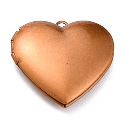 Red Copper 304 Stainless Steel Locket Pendants, Photo Frame Pendants for Necklaces, Heart, Red Copper, 29x28.5x7mm, Hole: 2.1mm