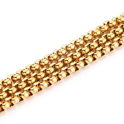 Золотой Ионное покрытие (ip) 304 ящичные цепи из нержавеющей стали, несварные, с катушкой, золотые, 2.5x3x3 мм, 32.8 футов (10 м) / рулон
