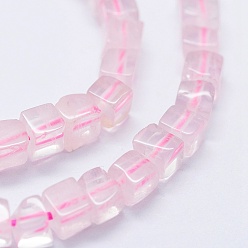 Rose Quartz Natural Rose Quartz Beads Strands, Cube, 4~4.5x4~4.5mm, Hole: 1mm, about 88pcs/strand, 15.9 inch