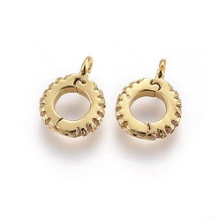 Настоящее золото 18K Латунь кубического циркония, подвеска навесная навесная, долговечный, прозрачные, реальный 18 k позолоченный, 12.3x9.2x2 мм, отверстие : 1.6 мм