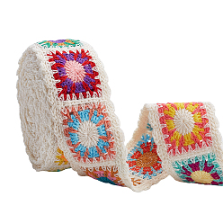 Разноцветный 5 полиэстеровые ленты с вышивкой в этническом стиле, жаккардовая лента, тирольская лента, аксессуары для одежды, цветочным узором, красочный, 2-1/8 дюйм (52.5 мм)