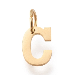 Letter C 304 подвески из нержавеющей стали, с прыжковых колец, ручная полировка, золотые, letter.c, 10x7x1 мм, отверстие : 4.5 мм