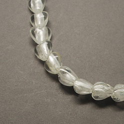 Clear Handmade Silver Foil Glass Beads, Heart, Clear, 12x12x8mm, Hole: 2mm