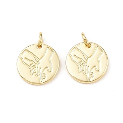 Настоящее золото 18K Латунь прелести, плоский круг с рисунком в виде держащихся рук, долговечный, без свинца и без кадмия, стойки покрытие, с целью перехода в кольце, реальный 18 k позолоченный, 13x2 мм, отверстие : 3.3 мм