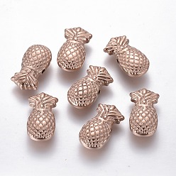 Rose Gold Ion Plating(IP) 304 Stainless Steel Beads, Pineapple, Rose Gold, 18.5x10x4.5mm, Hole: 1.6mm