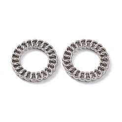 Platinum Rack Plating Alloy Connector Charms, Chain Ring Links, Platinum, 20x2mm