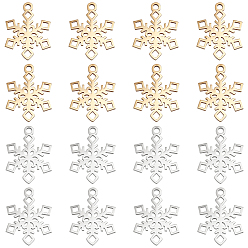 Золотой & Цвет Нержавеющей Стали 16 шт. 2 цвета 201 подвески из нержавеющей стали, снежинка, золотые и нержавеющая сталь цвет, 17x13x1 мм, отверстие : 1.4 мм, 8 шт / цвет