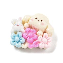 Собака Непрозрачная смола и пластиковые кабошоны, животные, цветок, собака, 22.5x26x8 мм