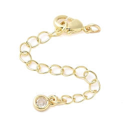 Плоский Круглый Удлинитель цепи из прозрачного кубического циркония из латуни с микропаве, с застежкой-карабином и подвесками, стойки покрытие, без кадмия и без свинца, долговечный, реальный 18 k позолоченный, плоско-круглые, 68 мм