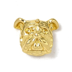 Golden Alloy Puppy Beads, Bulldog Head, Golden, 11x12.5x8mm, Hole: 2mm