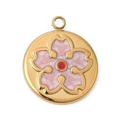 Pink 304 нержавеющей стальной эмали подвески, , ионное покрытие (ip), розовые, 18.5x15.5x2.5 мм, отверстие : 1.8 мм