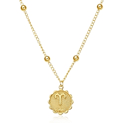 Leo Alloy Twelve Constellations Pendants Necklaces, Unisex Satellite Chains Necklaces, Leo, 16.54 inch(42cm)