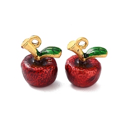 Яблоко Подвески из эмали и сплава, без кадмия, без никеля и без свинца, матовый золотой цвет, яблоко, 16.5x12.5x11.5 мм, отверстие : 1.6 мм